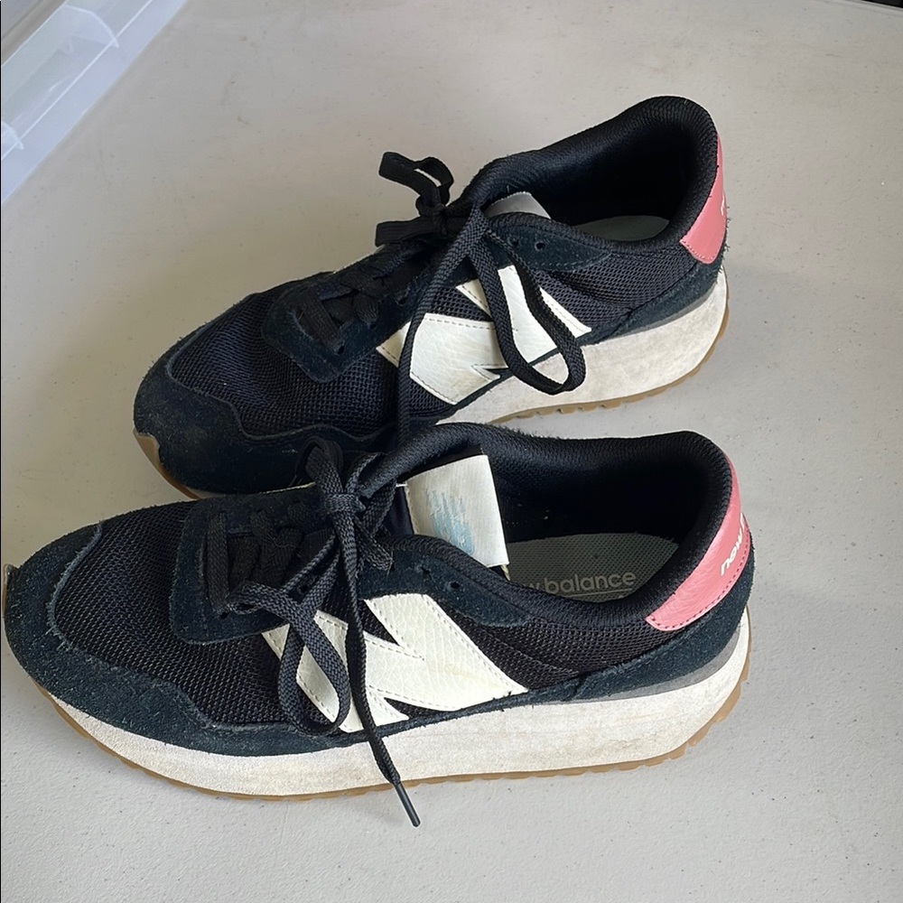 New Balance Black White Pink Retro Runner Sneakers